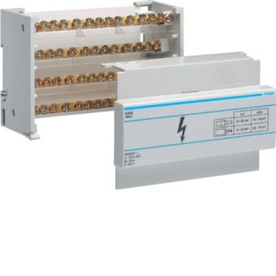 Блок розмежувальний Hager In=125A, 4п, 7,5 мод., вхід 1х35 вихід 1х25 + 10х16мм2 (KJ01C)