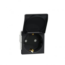 Розетка Schneider Electric New Unica с з/к и крышкой, винтовой зажим, антрацит (NU303754TA)