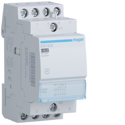 Контактор Hager 25A, 3НО+1НЗ, 230В, 2м (ESC428)