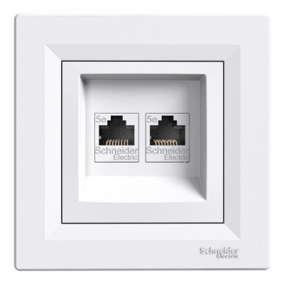 Розетка компьютерная двойная Schneider Electric Asfora 2*RJ45 кат 5e 125 МГц неэкран. белая (EPH4400121)