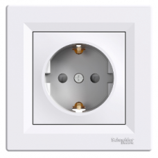 Розетка Schneider Electric Asfora с з/к и з/ш , белая (EPH2900221)