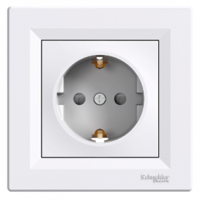 Розетка Schneider Electric Asfora с з/к и з/ш , белая (EPH2900221)