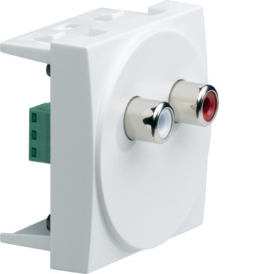 Розетка Hager 2 RCA audio 2М білий (WS260)