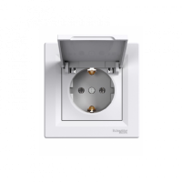 Розетка с з/к и крышкой Schneider Electric Asfora белый (EPH3100121)