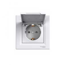 Розетка с з/к и крышкой Schneider Electric Asfora белый (EPH3100121)