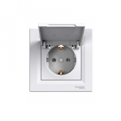 Розетка с з/к и крышкой Schneider Electric Asfora белый (EPH3100121)