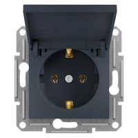 Розетка Schneider Electric Asfora 2п+з/к и крышка, антрацит (EPH3100171)