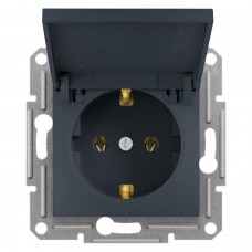 Розетка Schneider Electric Asfora 2п+з/к и крышка, антрацит (EPH3100171)