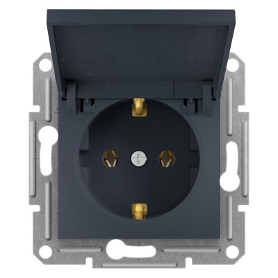 Розетка Schneider Electric Asfora 2п+з/к и крышка, антрацит (EPH3100171)