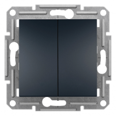 Двоклавішний перемикач самозажимних ASFORA АНТРАЦИТ (EPH0600171)