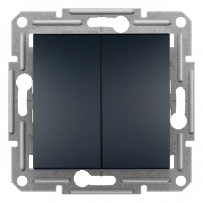 Двоклавішний перемикач самозажимних ASFORA АНТРАЦИТ (EPH0600171)