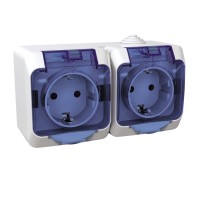 Розетка Schneider Electric Cedar Plus 2-я з З/К і прозорою кришкою, зовнішня IP44, біла (WDE000525)
