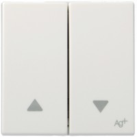 Выключатель Hager для жалюзи 2-клав. фиксатор 2М Systo белый антибактериальный, 10А/250В (WS300H)