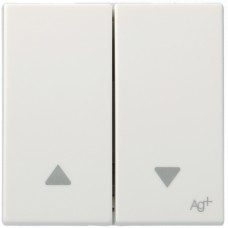 Вимикач Hager для жалюзі 2-клав. фіксатор 2М Systo білий антибактеріальний, 10А/250В (WS300H)