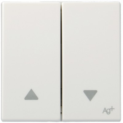 Выключатель Hager для жалюзи 2-клав. фиксатор 2М Systo белый антибактериальный, 10А/250В (WS300H)