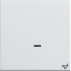 Вимикач Hager 1-тактовий, 1НО+1НЗ, з лінзою, 2М Systo білий антибакт., 10А/250В (WS023H)