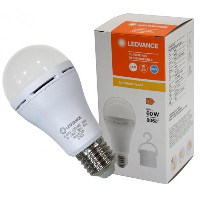 Светодиодная аккумуляторная лампа LEDVANCE LED CL A60 RECHARGEABLE 8W / 865 230V E27 50х1 (4099854102431)