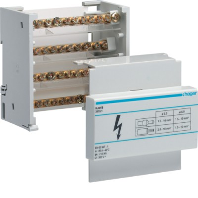 KJ01B Блок розгалужуючий In=80A, 4п, 5мод., вхід 1х16 вихід 8х10мм2