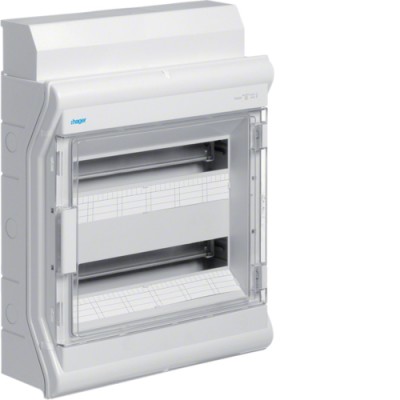 Щит распределительный Hager на 36(40) модулей - 2 ряда, н/у с прозрачными дверями, IP65, VECTOR (VE218DN)