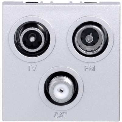 Розетка Hager ТВ-ФМ-САТ кінцева 1-вхід 2М Systo титан (WS256T)