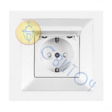 90970012-WH Розетка с з/к и крышкой белый Meridian Vi-Ko