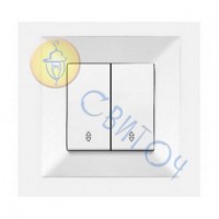 90970017-WH Выключатель 2 проходной белый Meridian Vi-Ko