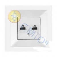 90970034-WH Розетка комп. двойная (2хRJ45 Cat 5E) белый Meridian Vi-Ko