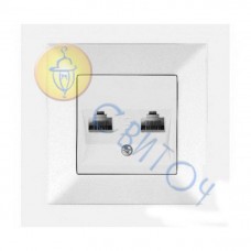 90970034-WH Розетка комп. подвійна (2хRJ45 Cat 5E) білий Meridian Vi-Ko
