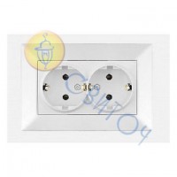90970056-WH Розетка 2 з з/к білий Meridian Vi-Ko