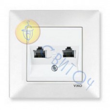 90970033-WH Розетка телефонная двойная (2хRJ11, Cat3) белый Meridian Vi-Ko