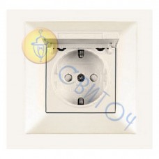 90970212-WH Розетка с з/к и крышкой крем Meridian Vi-Ko
