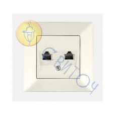 90970233-WH Розетка телефонная двойная (2хRJ11, Cat3) крем Meridian Vi-Ko