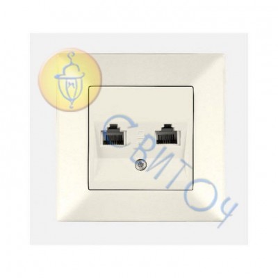 90970233-WH Розетка телефонная двойная (2хRJ11, Cat3) крем Meridian Vi-Ko