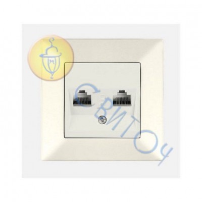 90970234-WH Розетка комп. подвійна (2хRJ45 Cat 5E) крем Meridian Vi-Ko