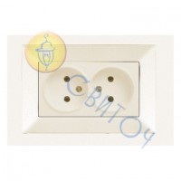 90970255-WH Розетка 2 без з/к крем Meridian Vi-Ko