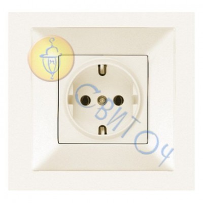 90970208-WH Розетка 1 з з/к крем Meridian Vi-Ko