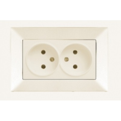 90970256-WH Розетка 2 з з/к крем Meridian Vi-Ko