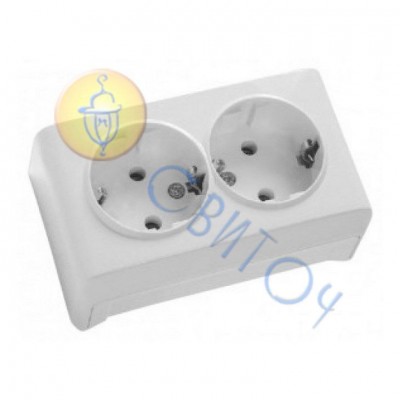 90681056 Розетка 2 с з/к откр. белый, Vera Vi-Ko