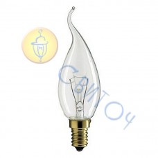 Лампа PHILIPS BXS-35 E14 40W прозрачная свеча на ветру (921476844213)
