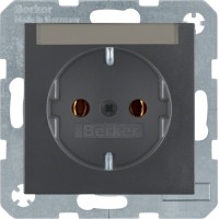 Розетка Berker с з/к с полем д/надписи, антрацит, 16А/250В B.х (47501606)