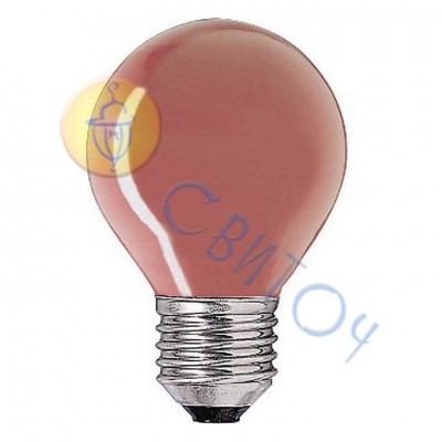 Лампа PHILIPS P-45 E27 15W  цв. куля червона