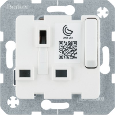 Механізм розетки Berker UK-стандарту 13А/250В з вимикачем, підлогу.білизна (53420219)