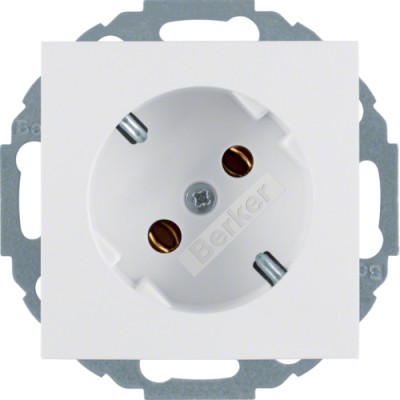 Розетка Berker с з/к с наклоном на 45град., пол.белизна, 16А/250В S.1 (47278989)