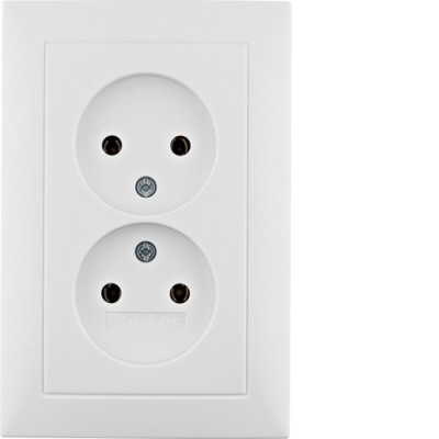 Розетка Berker без з/к двойная, цельная, пол.белизна матовая, 16А/250В S.1 (6167549909)