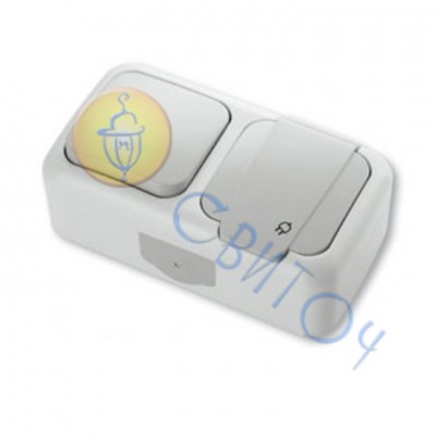 90555481 Розетка комб. з/к+выкл. одноклавишный (IP54) белый Palmiye Vi-Ko