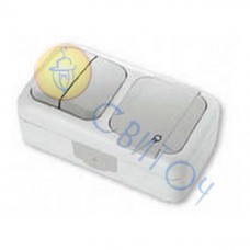 90555482 Розетка комб. з/к+выкл. двухклавишный (IP54) белый Palmiye Vi-Ko