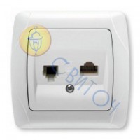 90561035 Розетка компьютер+телеф.(RJ45-RJ11) белыйCARMEN Vi-Ko