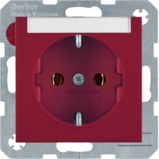 Розетка Berker с з/к с полем д/надписи, красная, 16А/250В S.1 (47508902)