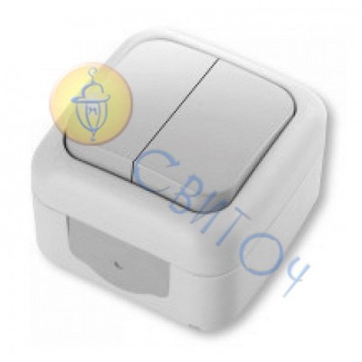 90555402 Вимикач 2 відкр. (IP54) білий Palmiye Vi-Ko