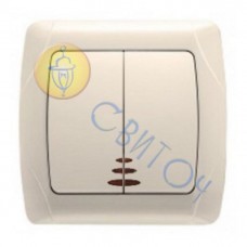 90562050 Выключатель 2 скр. с подсв. крем CARMEN Vi-Ko